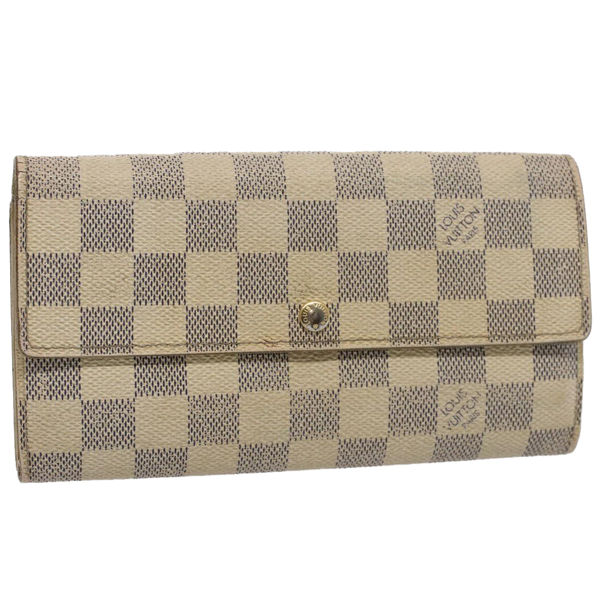 LOUIS VUITTON Damier Azur Portefeuille Sarah Long Wallet N63208 LV Auth 60183