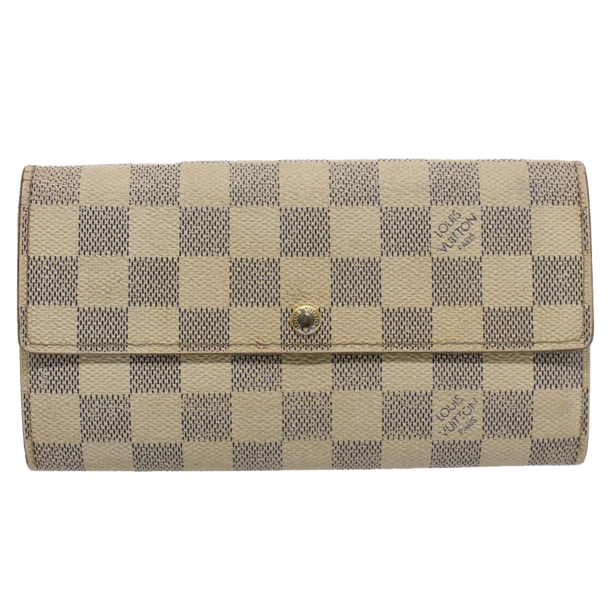 LOUIS VUITTON Damier Azur Portefeuille Sarah Long Wallet N63208 LV Auth 60183