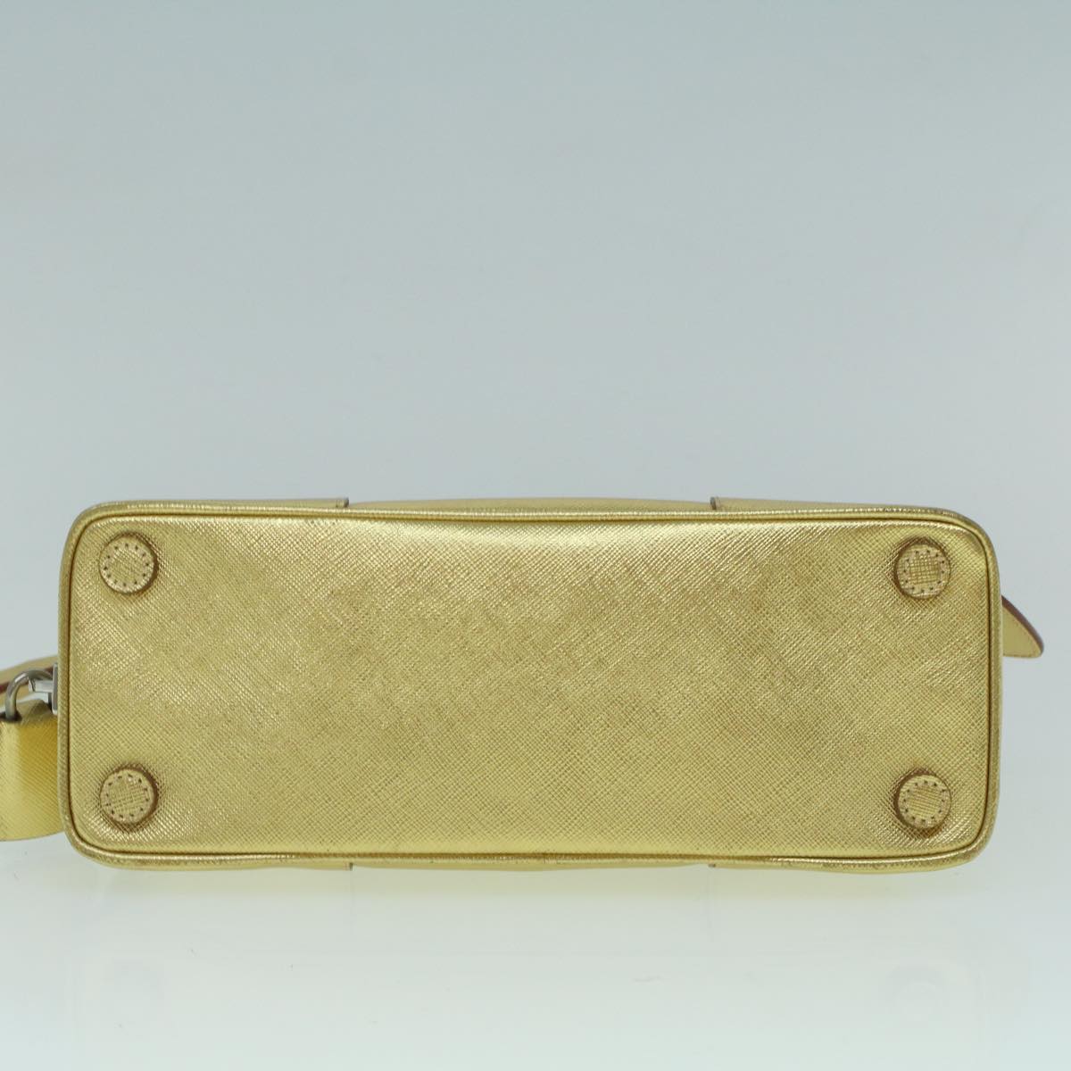 PRADA Hand Bag Safiano leather Gold Auth 60231V