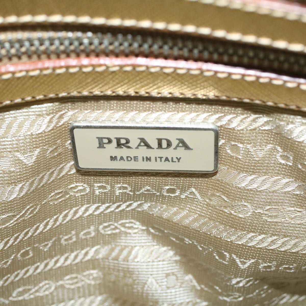 PRADA Hand Bag Safiano leather Gold Auth 60231V