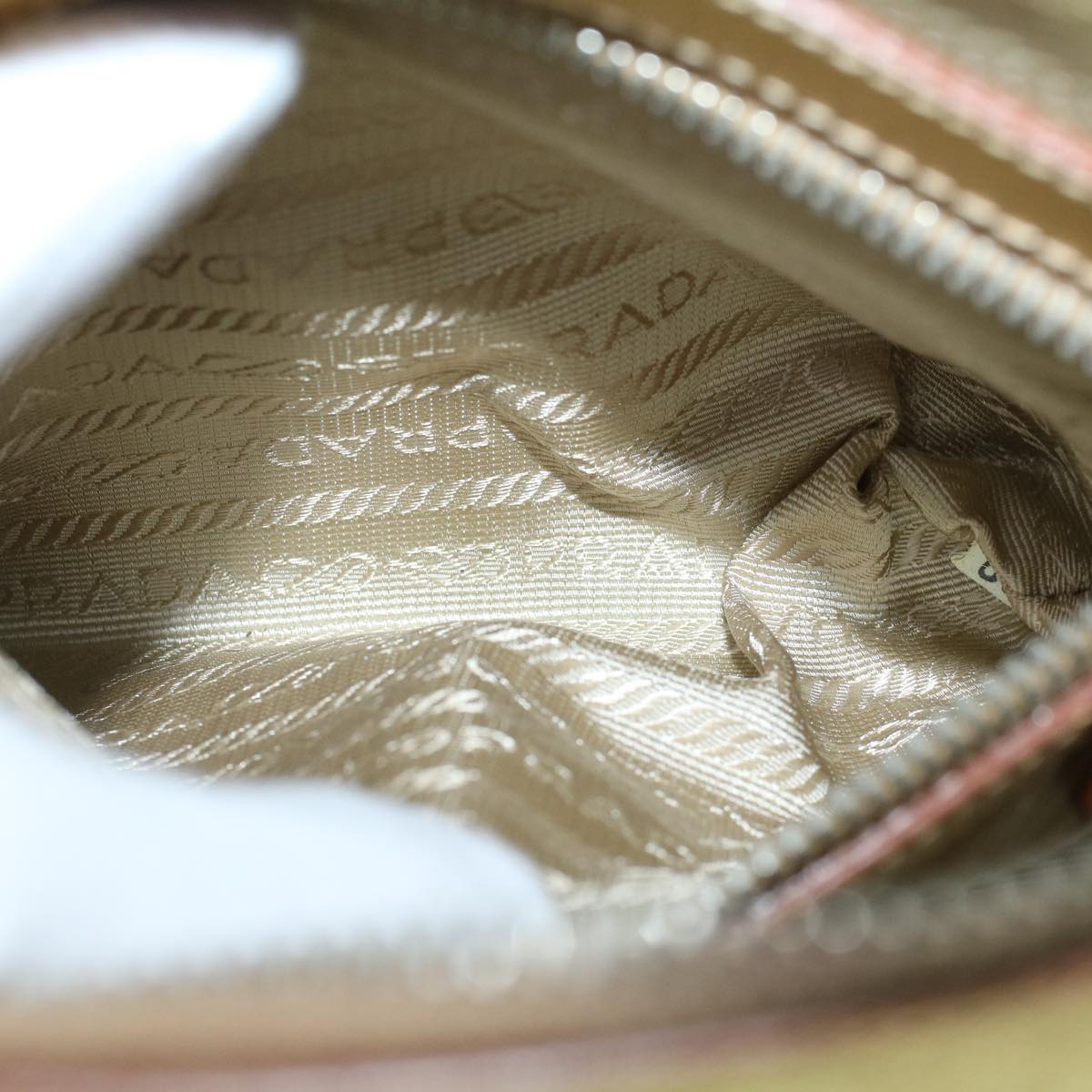 PRADA Hand Bag Safiano leather Gold Auth 60231V