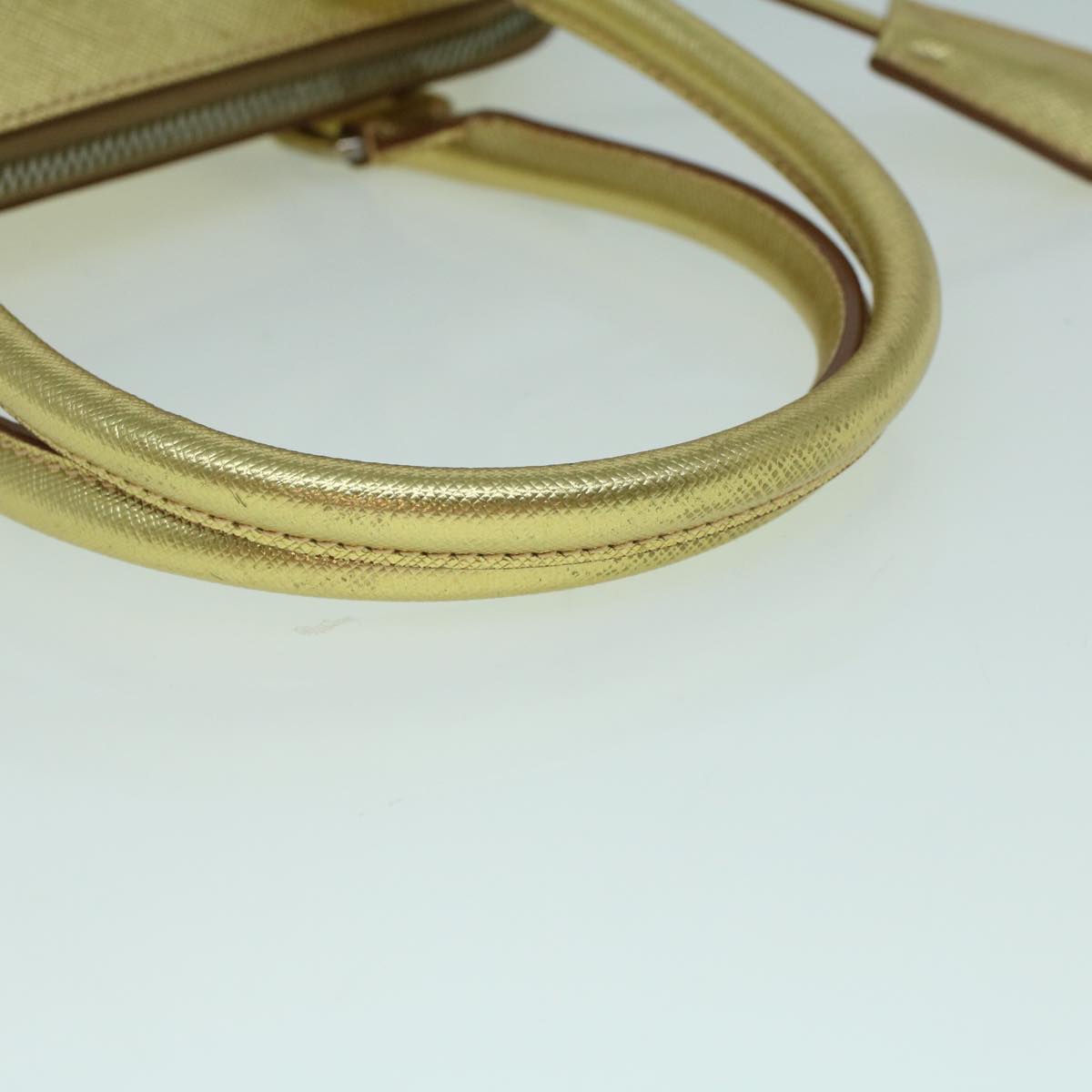 PRADA Hand Bag Safiano leather Gold Auth 60231V