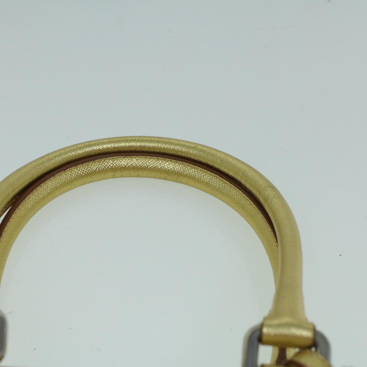 PRADA Hand Bag Safiano leather Gold Auth 60231V