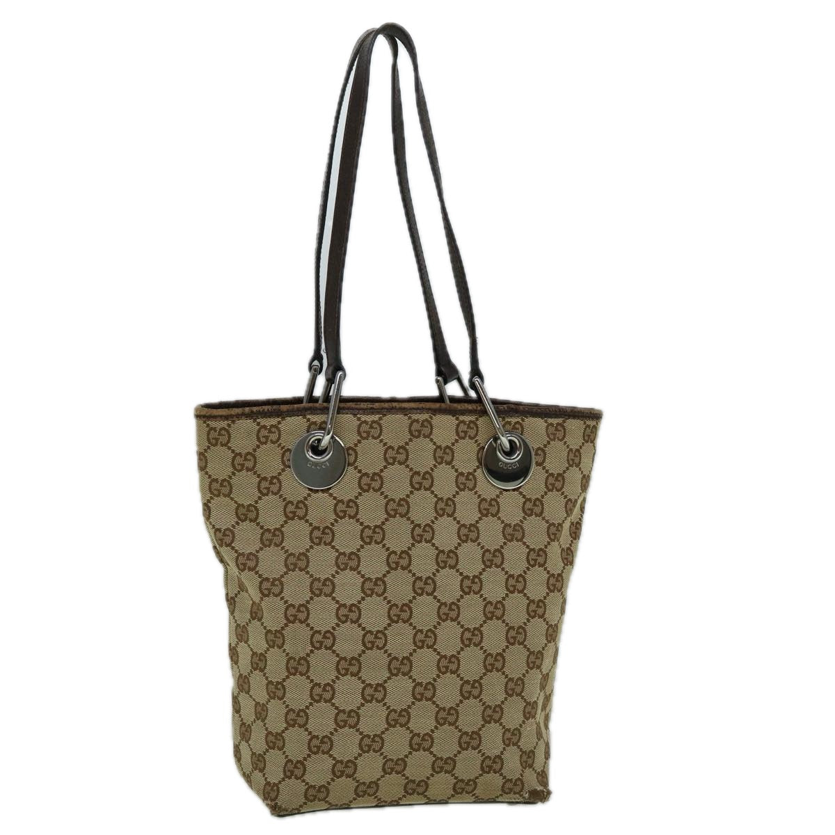 GUCCI GG Canvas Tote Bag Beige 120840 Auth 60264