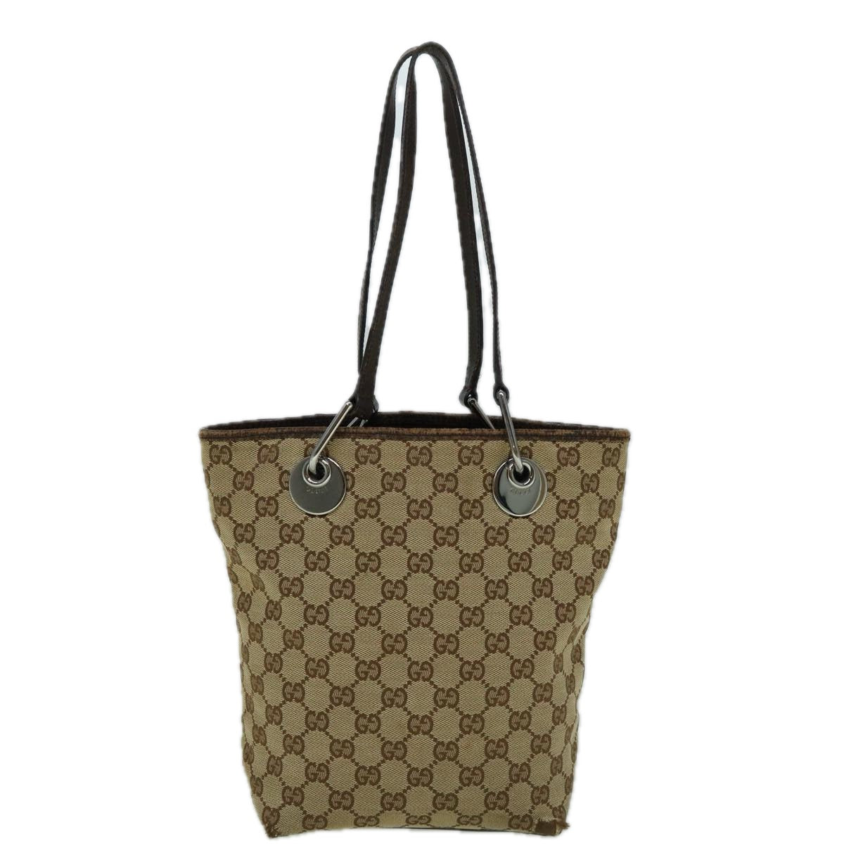 GUCCI GG Canvas Tote Bag Beige 120840 Auth 60264