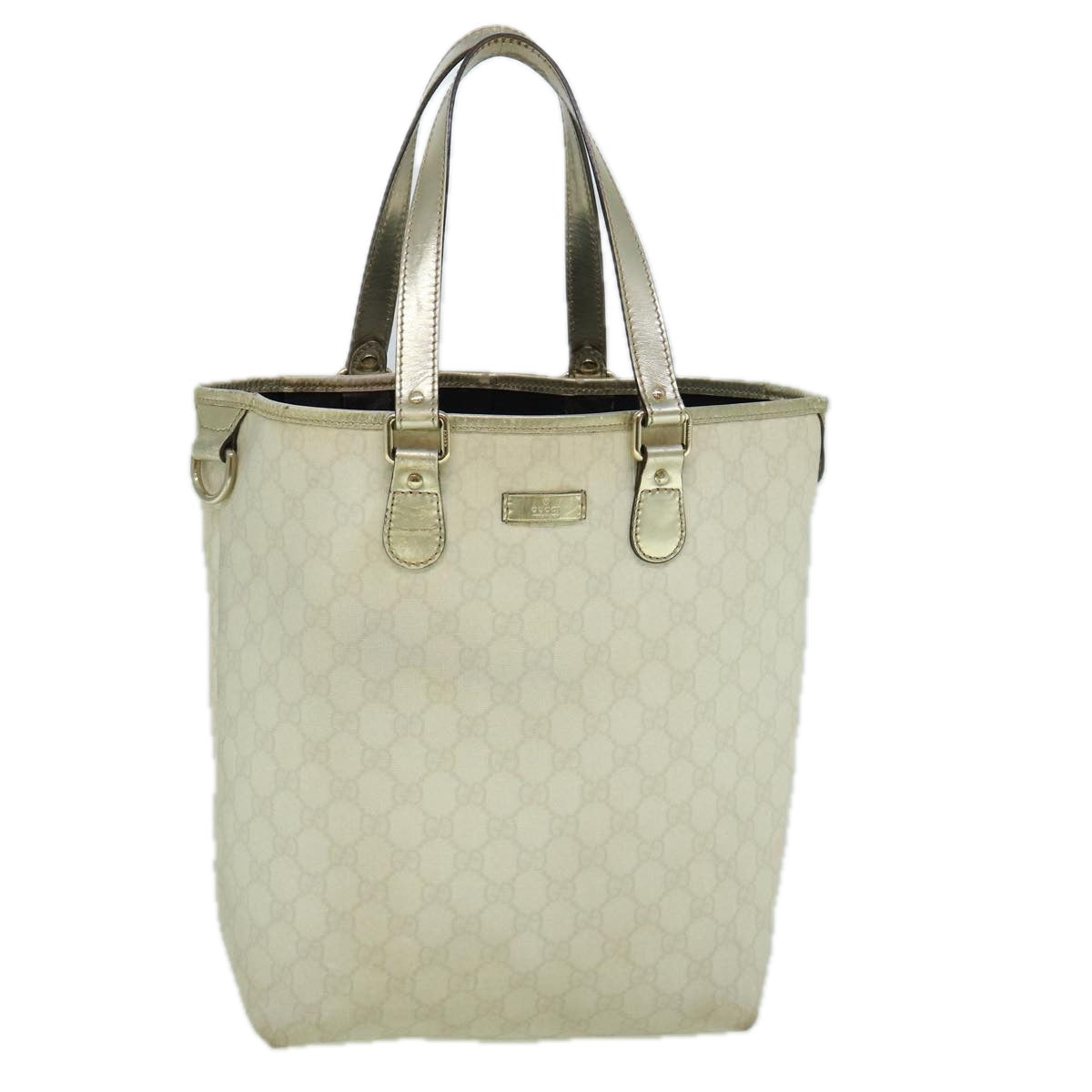 GUCCI GG Canvas Tote Bag PVC White 189896 Auth 60267