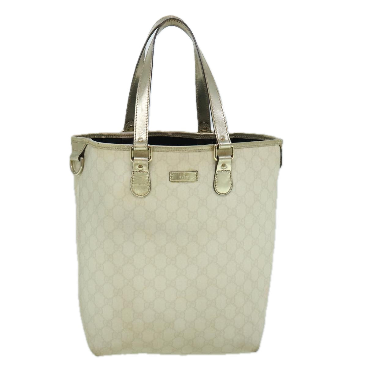 GUCCI GG Canvas Tote Bag PVC White 189896 Auth 60267