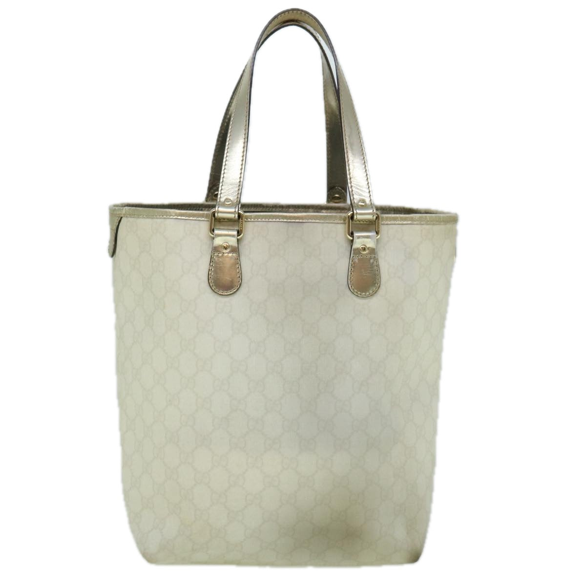 GUCCI GG Canvas Tote Bag PVC White 189896 Auth 60267