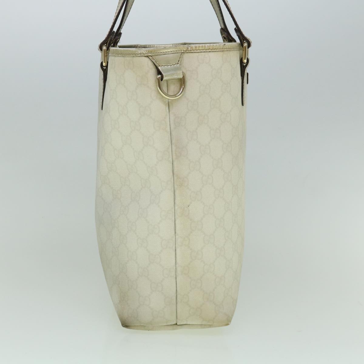 GUCCI GG Canvas Tote Bag PVC White 189896 Auth 60267