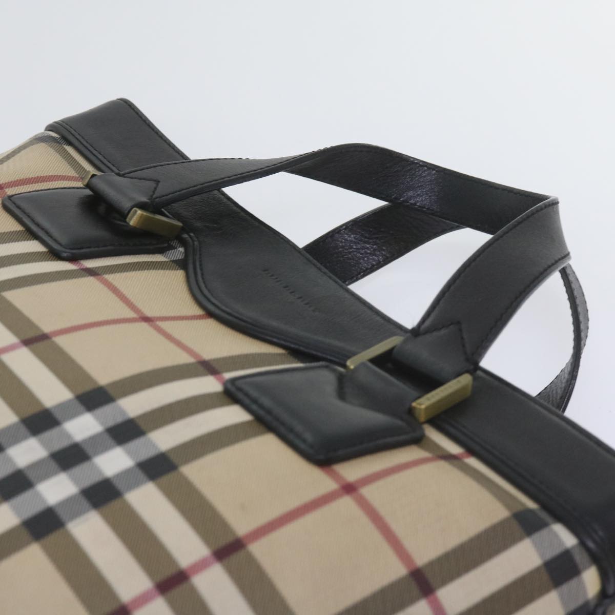 BURBERRY Nova Check Tote Bag Coated Canvas Beige Auth 60300