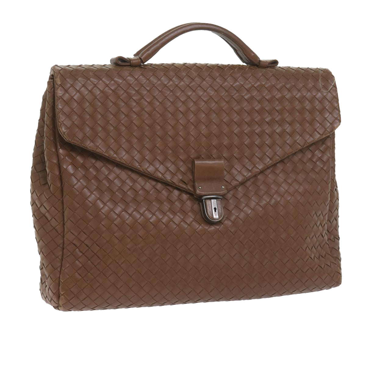 BOTTEGAVENETA INTRECCIATO Business Bag Leather Brown Auth 60304