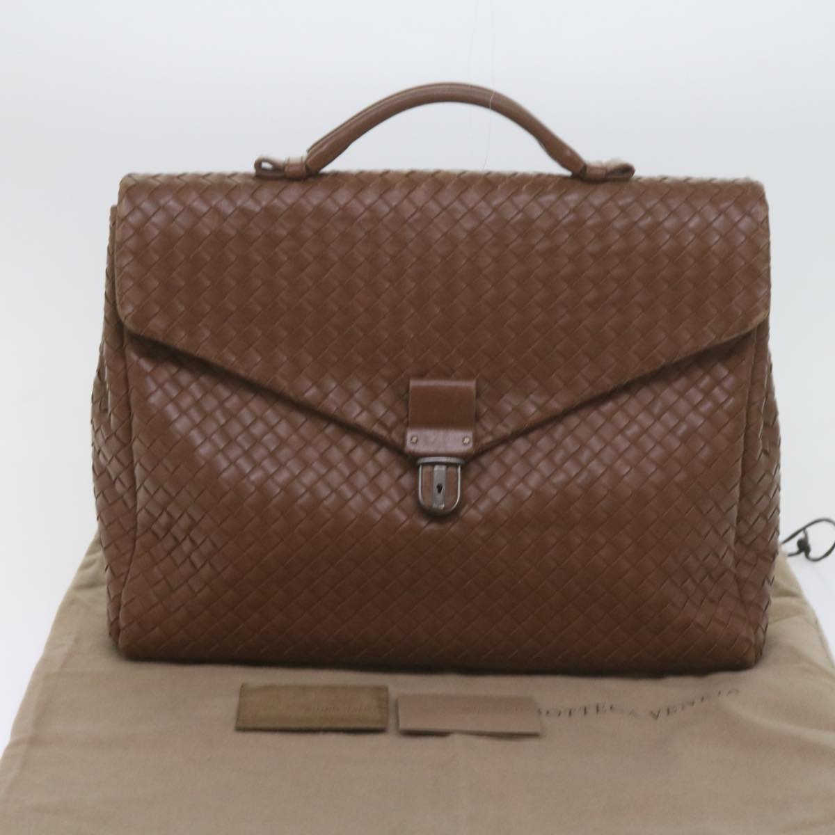 BOTTEGAVENETA INTRECCIATO Business Bag Leather Brown Auth 60304