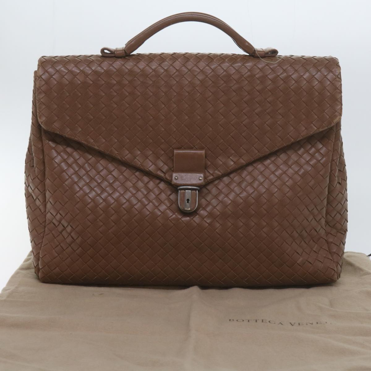 BOTTEGAVENETA INTRECCIATO Business Bag Leather Brown Auth 60304