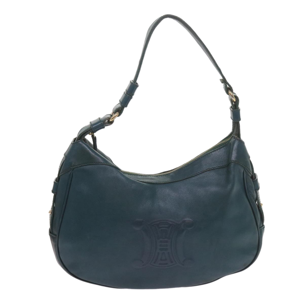 CELINE Shoulder Bag Leather Blue Auth 60323