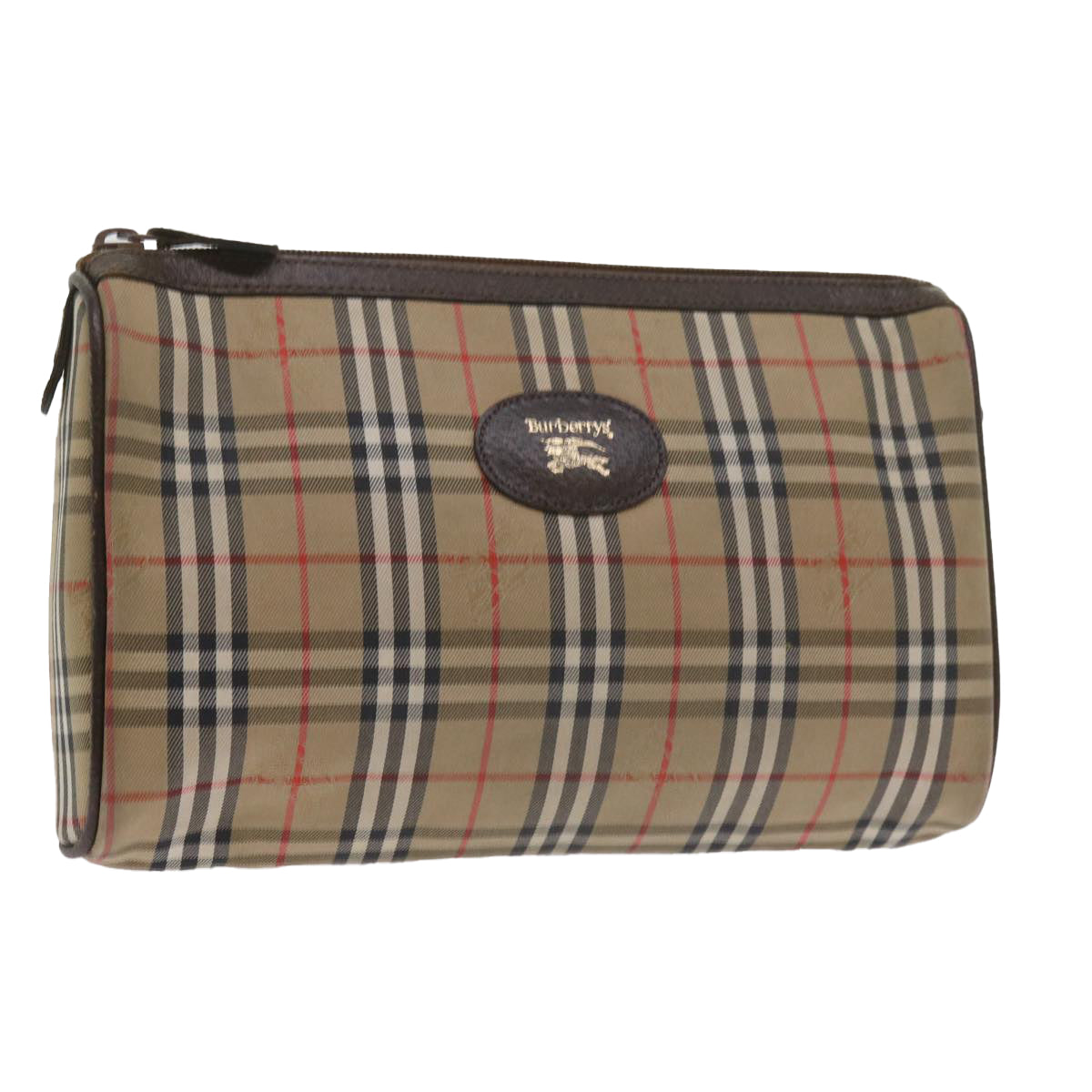 Burberrys Nova Check Clutch Bag Nylon Canvas Beige Auth 60353