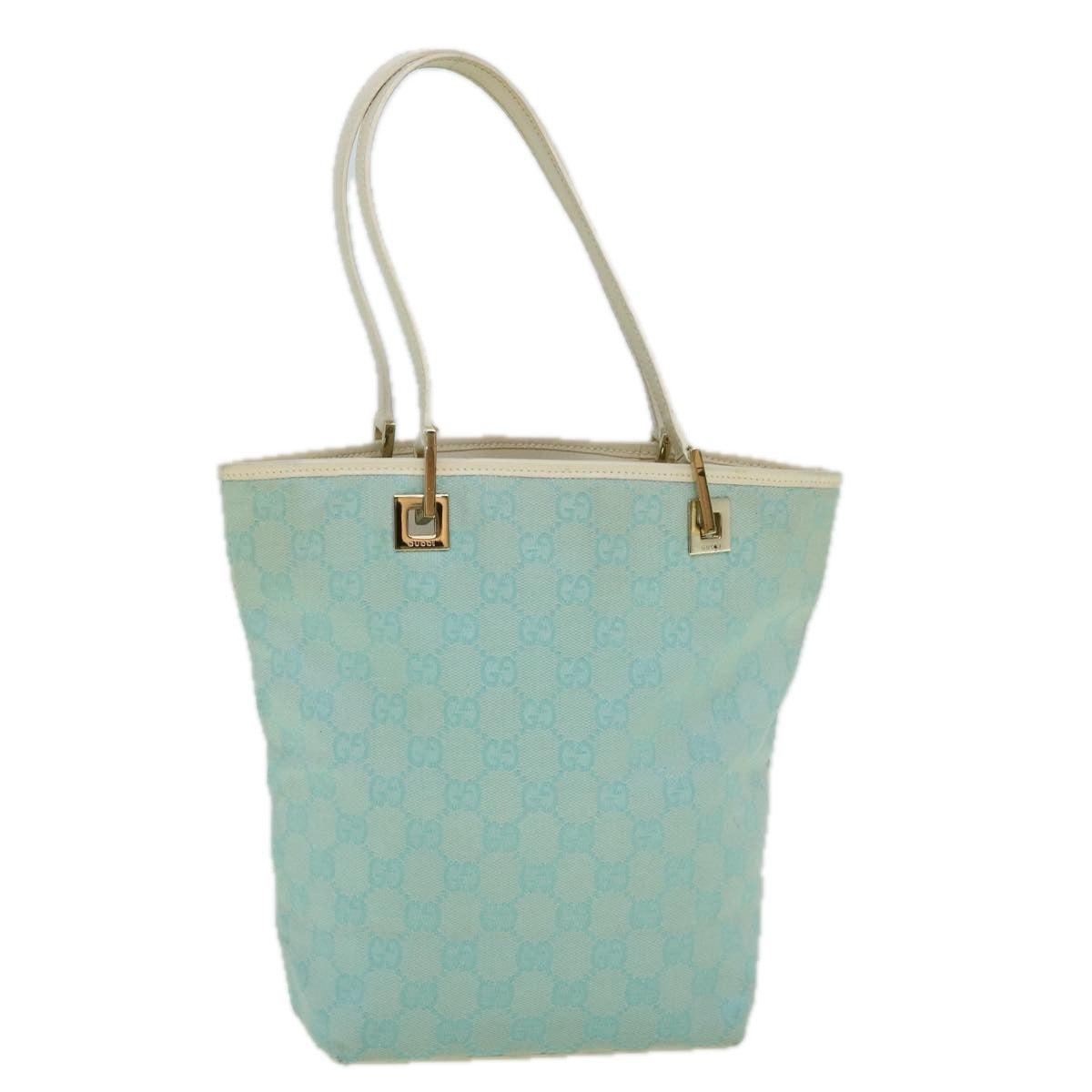 GUCCI GG Canvas Tote Bag Light Blue 002 1099 2404 Auth 60388