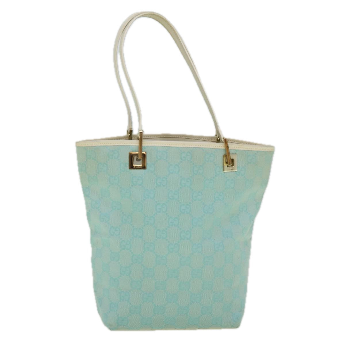 GUCCI GG Canvas Tote Bag Light Blue 002 1099 2404 Auth 60388