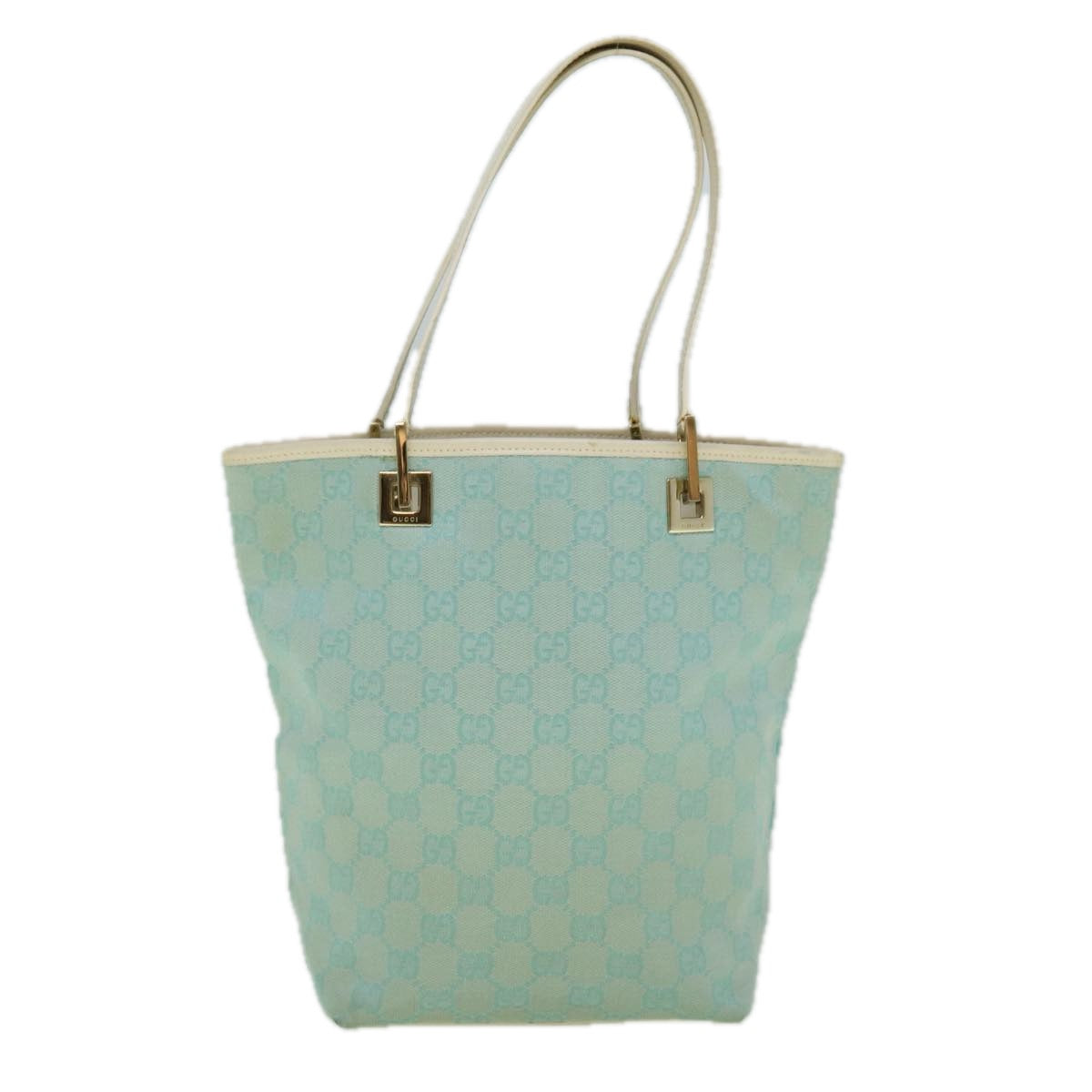 GUCCI GG Canvas Tote Bag Light Blue 002 1099 2404 Auth 60388