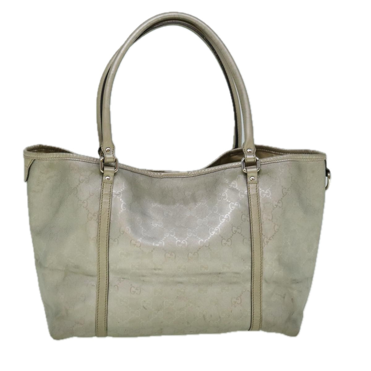 GUCCI GG Implement Canvas Tote Bag Silver 197953 Auth 60394