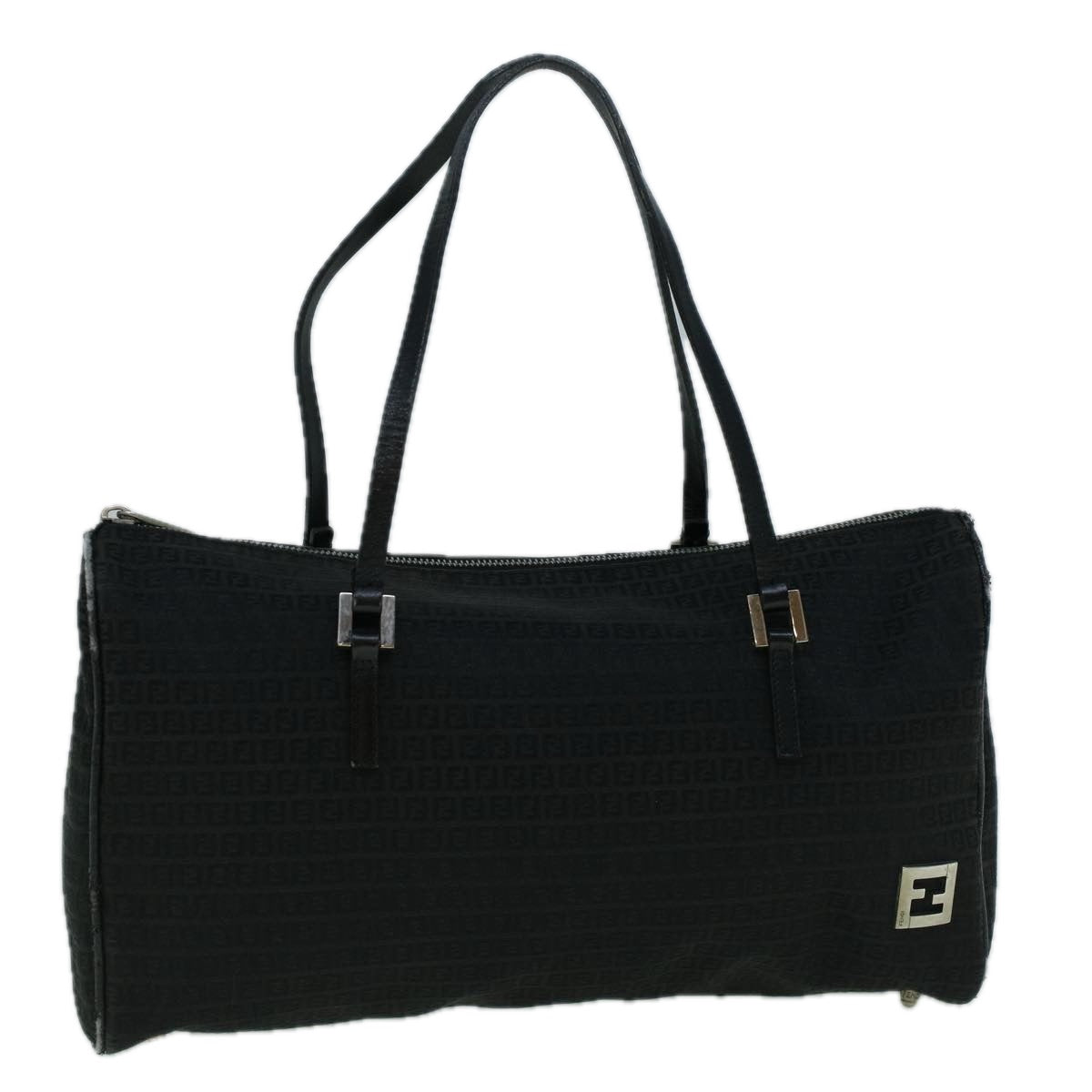 FENDI Zucchino Canvas Tote Bag Black Auth 60395