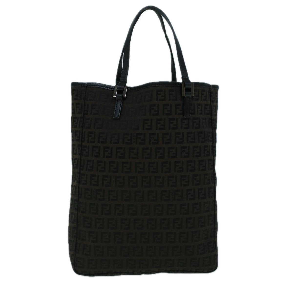 FENDI Zucchino Canvas Tote Bag Brown Black Auth 60396