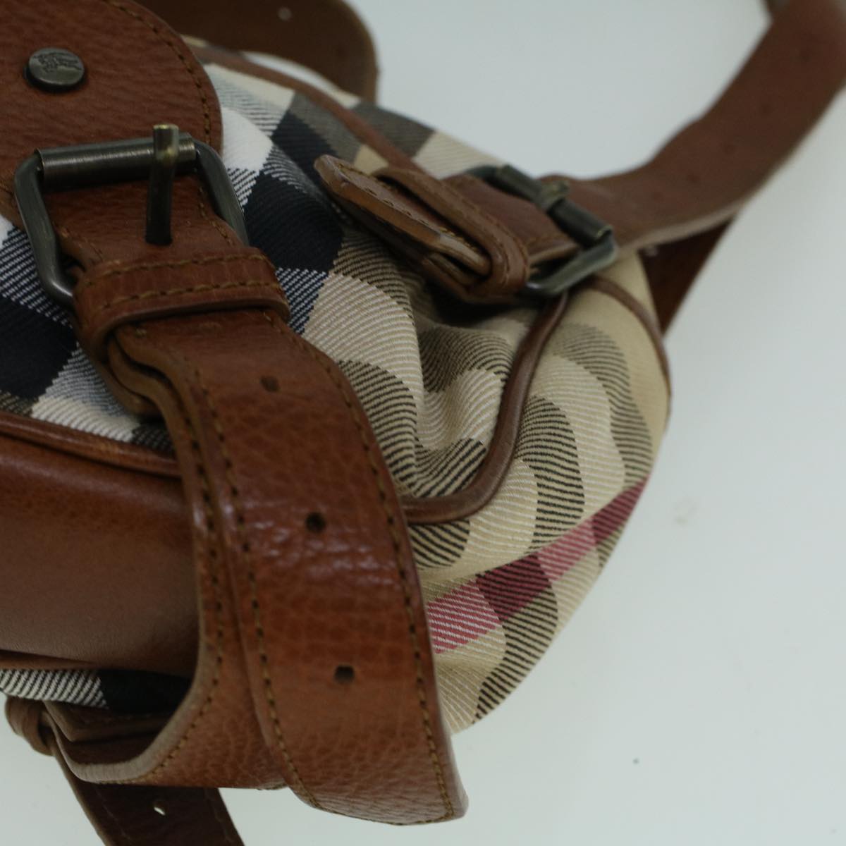 BURBERRY Nova Check Shoulder Bag Canvas Beige Brown Auth 60426