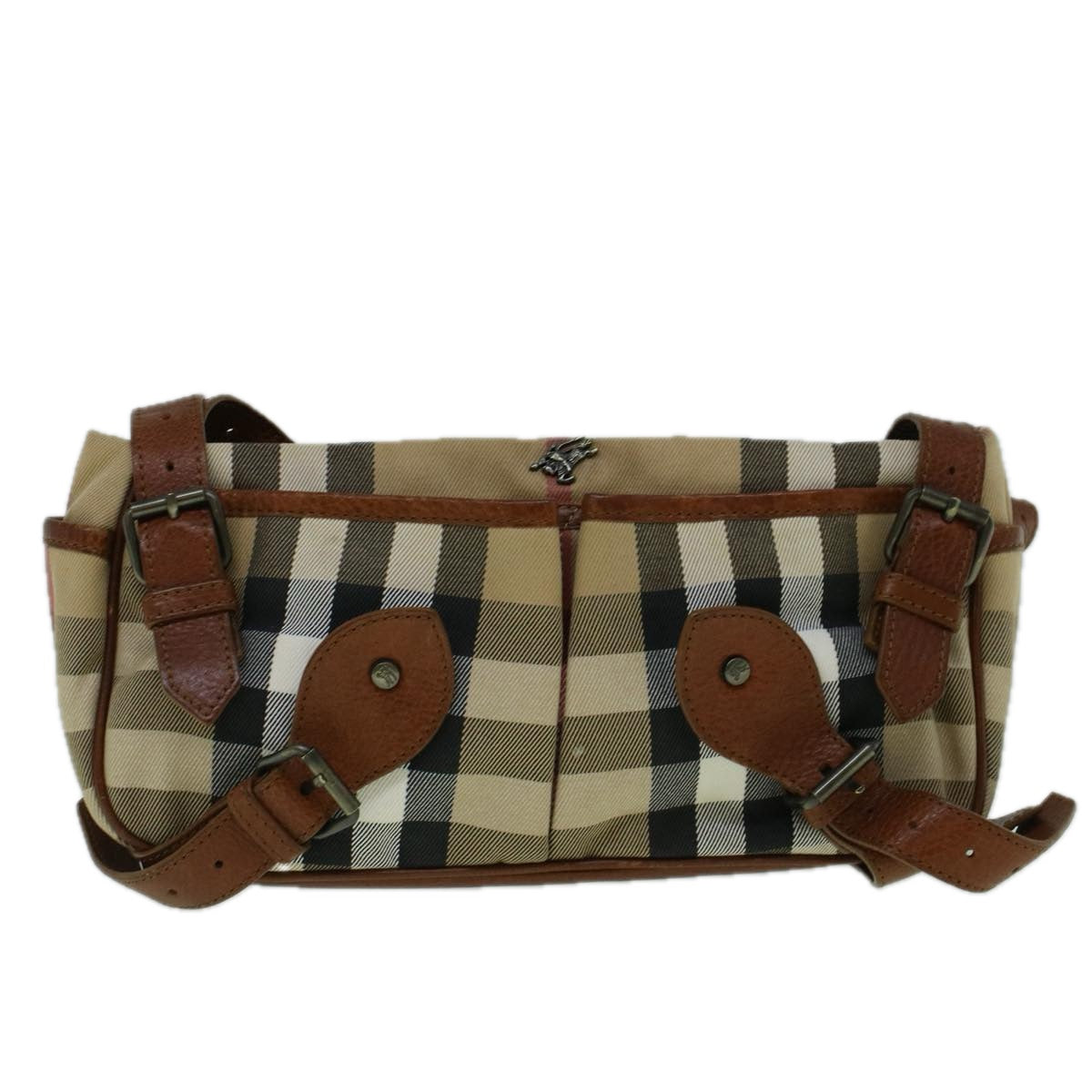 BURBERRY Nova Check Shoulder Bag Canvas Beige Brown Auth 60426