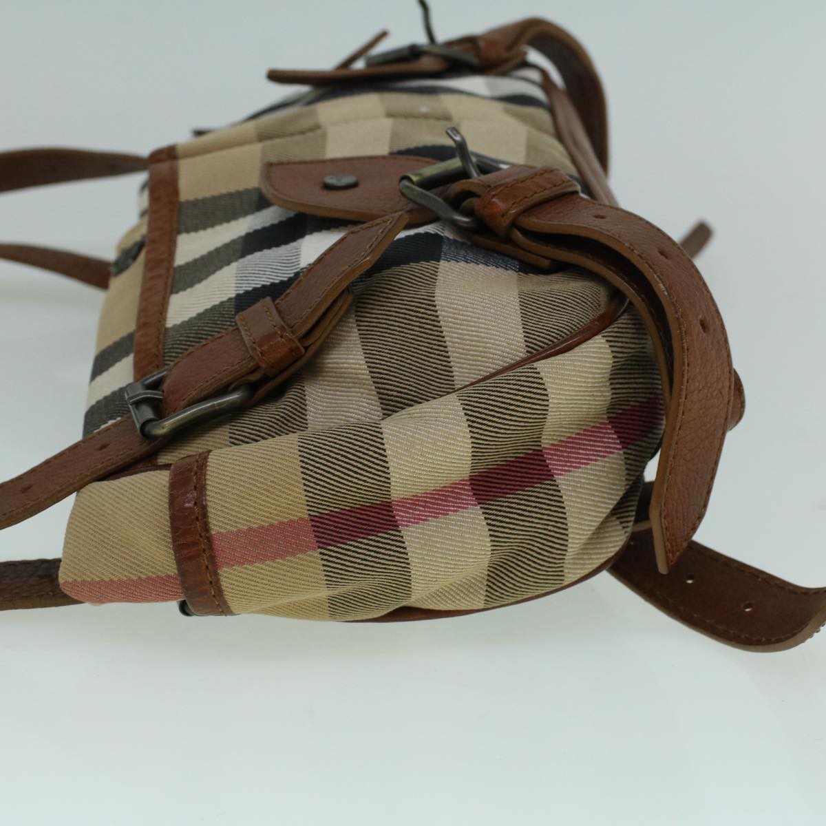 BURBERRY Nova Check Shoulder Bag Canvas Beige Brown Auth 60426