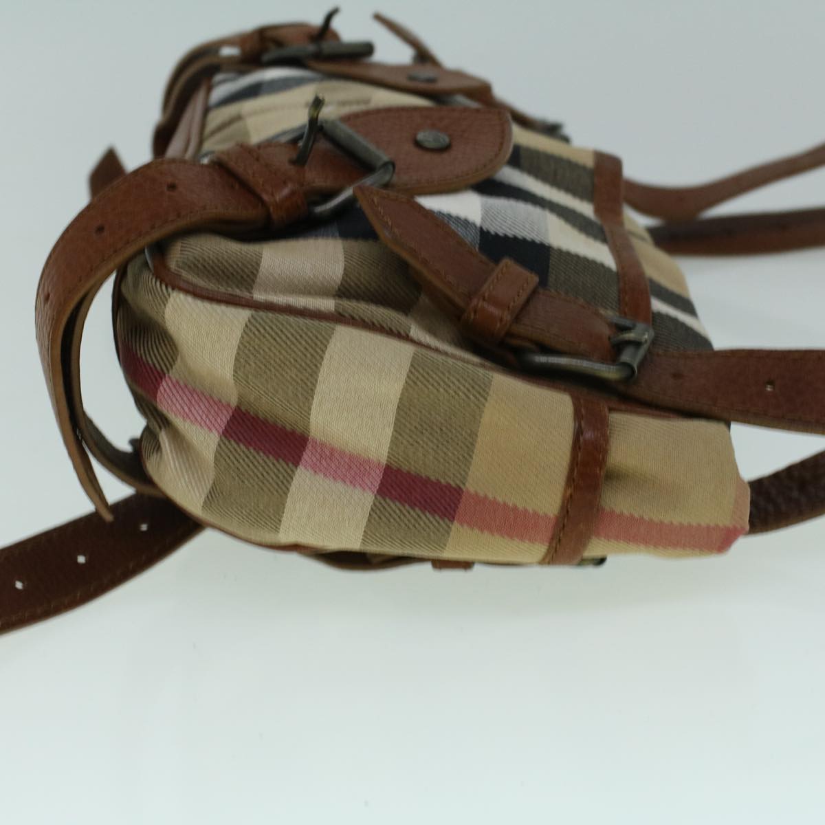 BURBERRY Nova Check Shoulder Bag Canvas Beige Brown Auth 60426