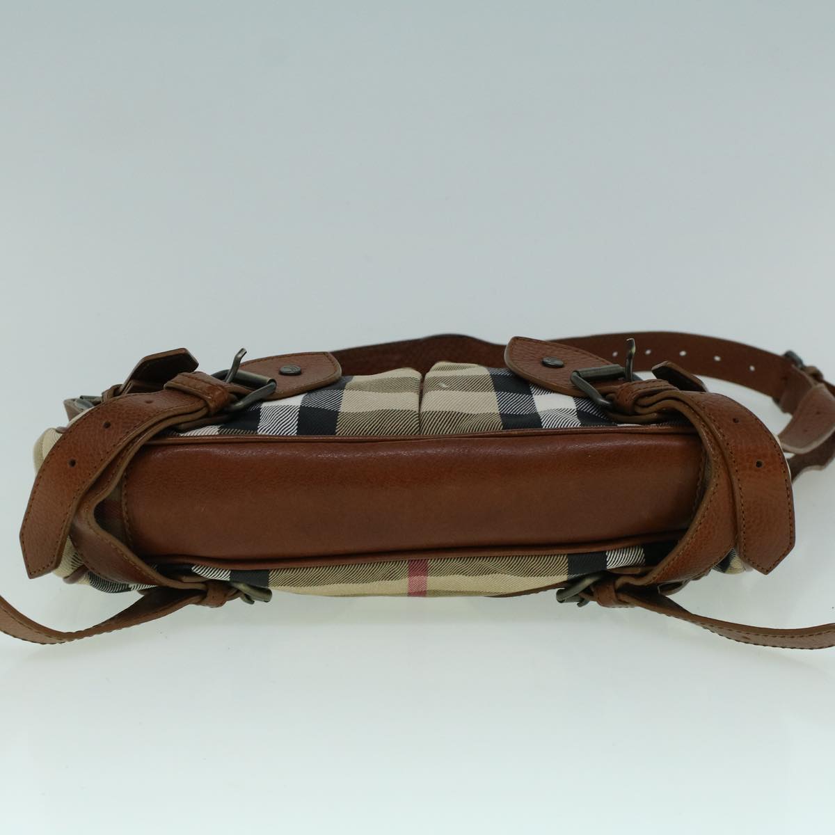 BURBERRY Nova Check Shoulder Bag Canvas Beige Brown Auth 60426