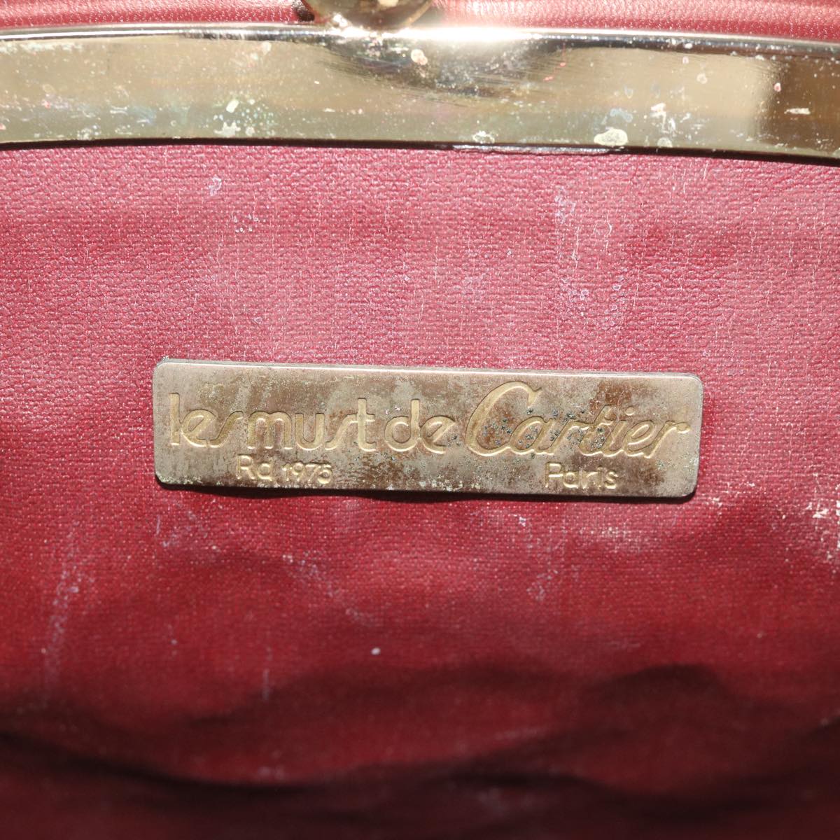 CARTIER Shoulder Bag Leather Red Auth 60451