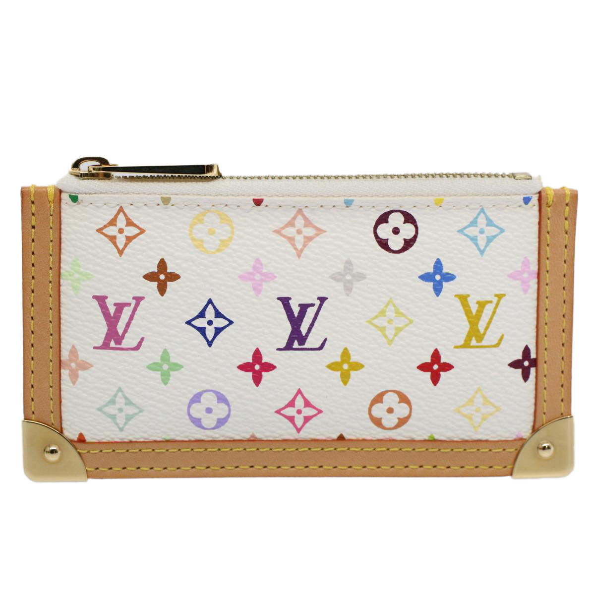 LOUIS VUITTON Monogram Multicolor Pochette Cles Purse White M92655 Auth 60477A