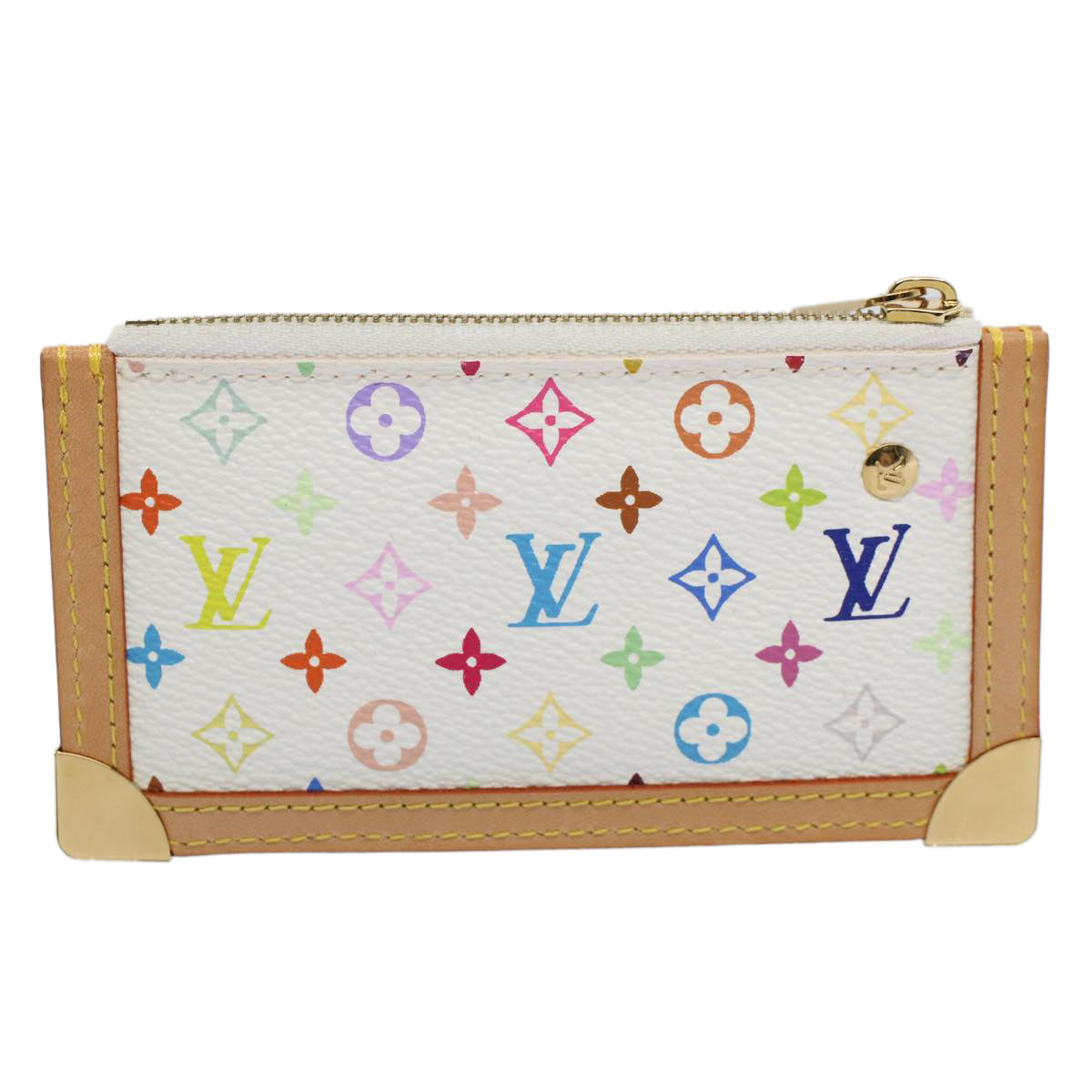 LOUIS VUITTON Monogram Multicolor Pochette Cles Purse White M92655 Auth 60477A