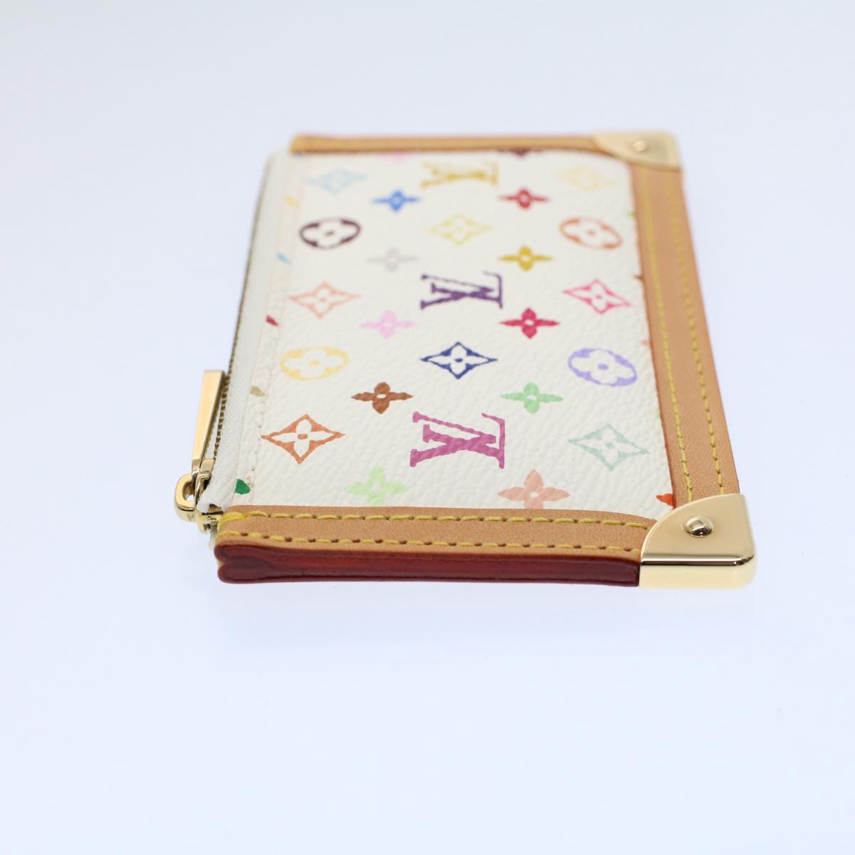 LOUIS VUITTON Monogram Multicolor Pochette Cles Purse White M92655 Auth 60477A