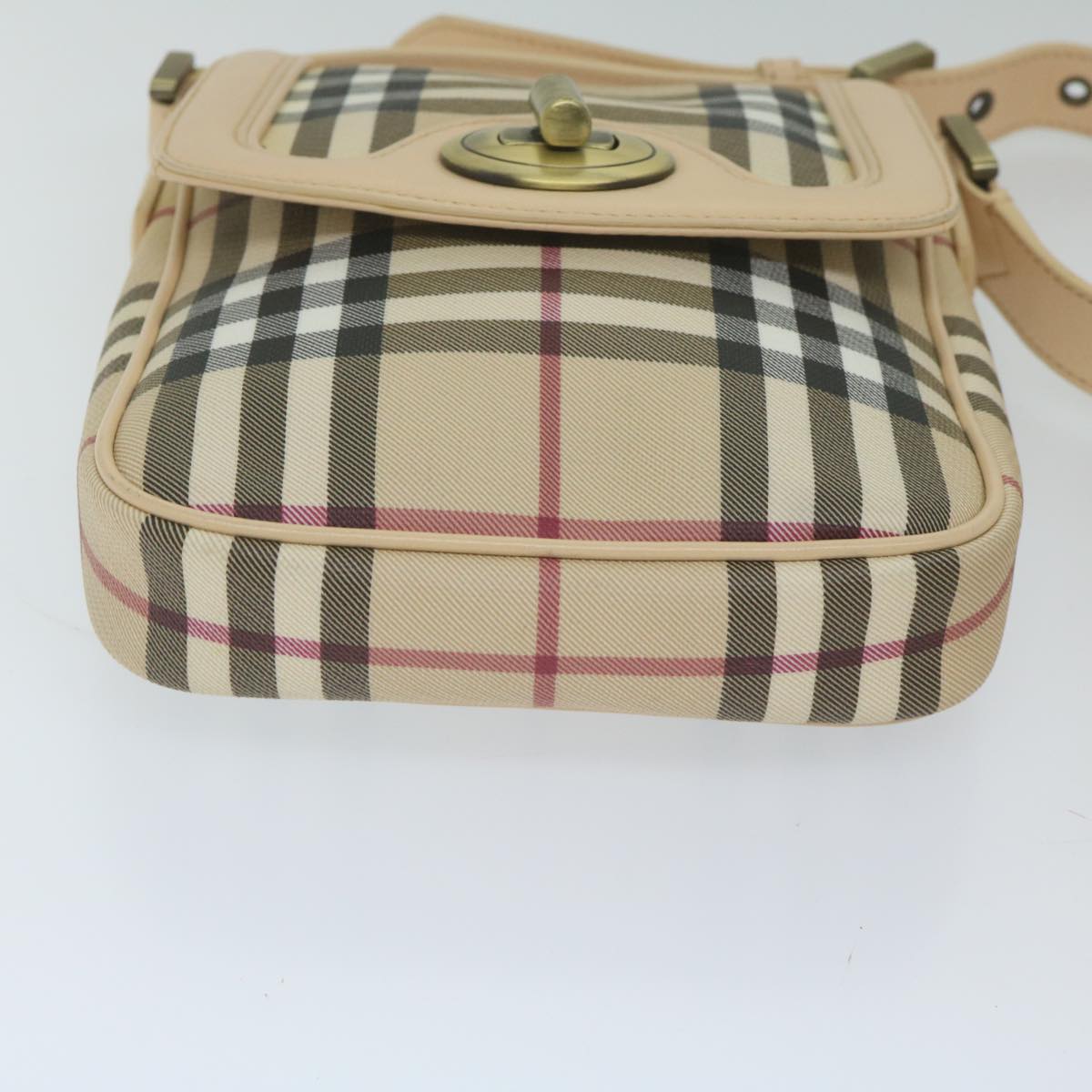 BURBERRY Nova Check Shoulder Bag PVC Leather Beige Auth 60497