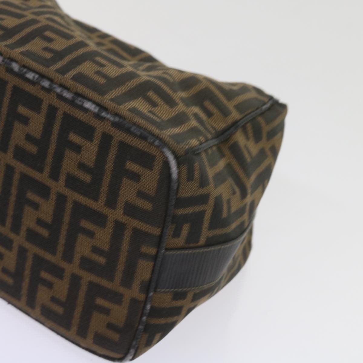 FENDI Zucca Canvas Vanity Cosmetic Pouch Black Brown Auth 60536