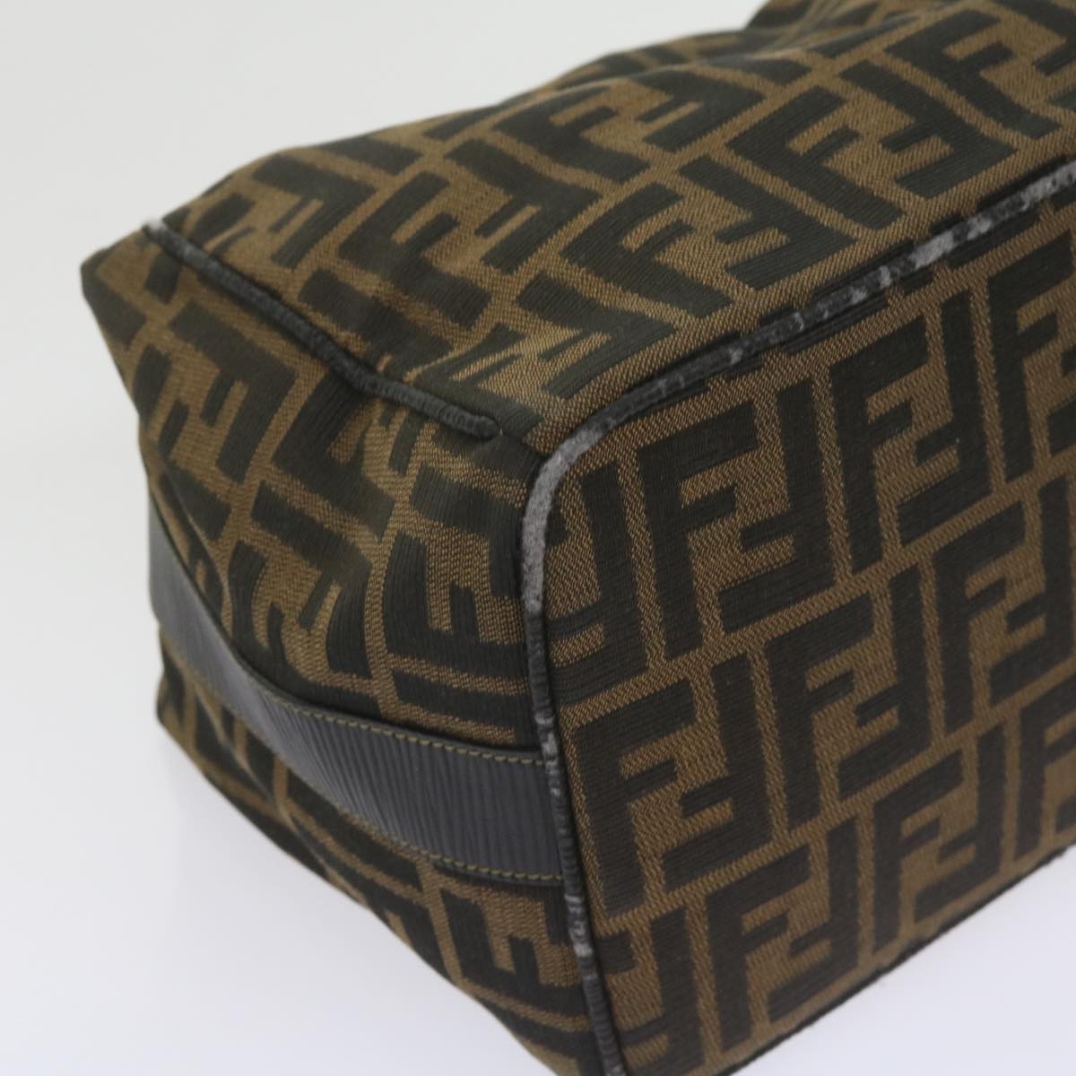 FENDI Zucca Canvas Vanity Cosmetic Pouch Black Brown Auth 60536