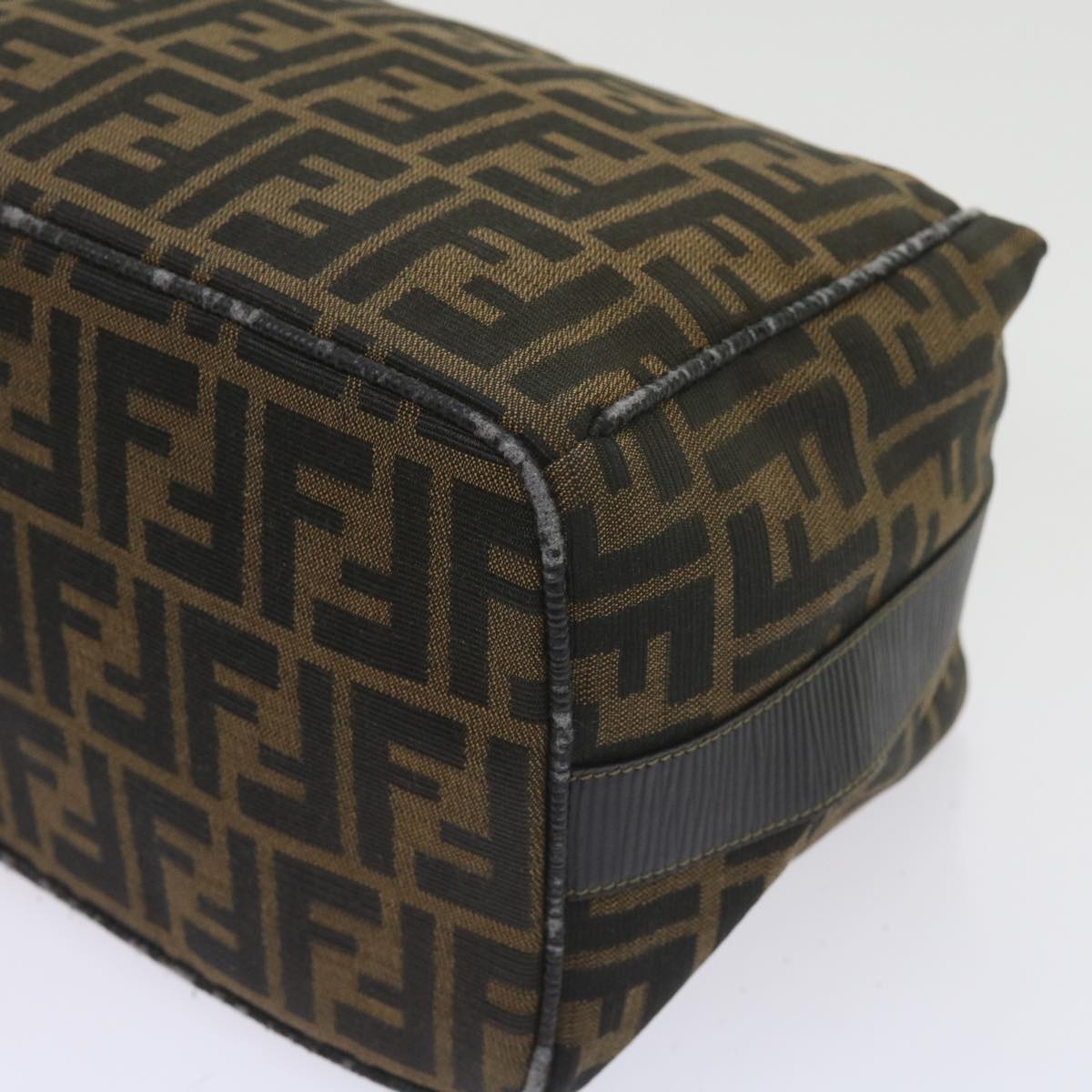 FENDI Zucca Canvas Vanity Cosmetic Pouch Black Brown Auth 60536