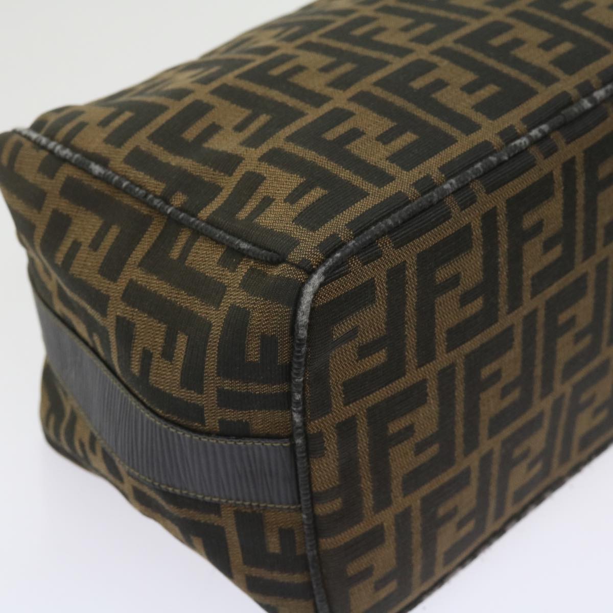 FENDI Zucca Canvas Vanity Cosmetic Pouch Black Brown Auth 60536