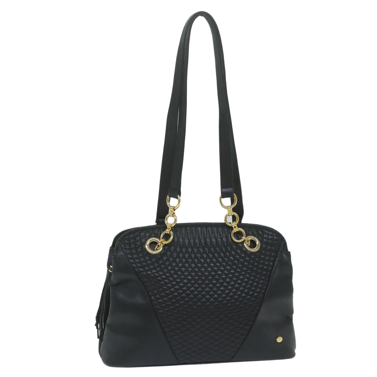 BALLY Tote Bag Leather Black Auth 60671