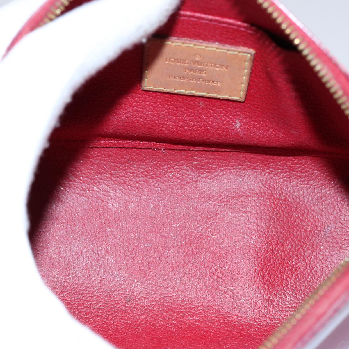 LOUIS VUITTON Monogram Vernis Pochette Cosmetic Pouch Red Slys M90172 Auth 60838