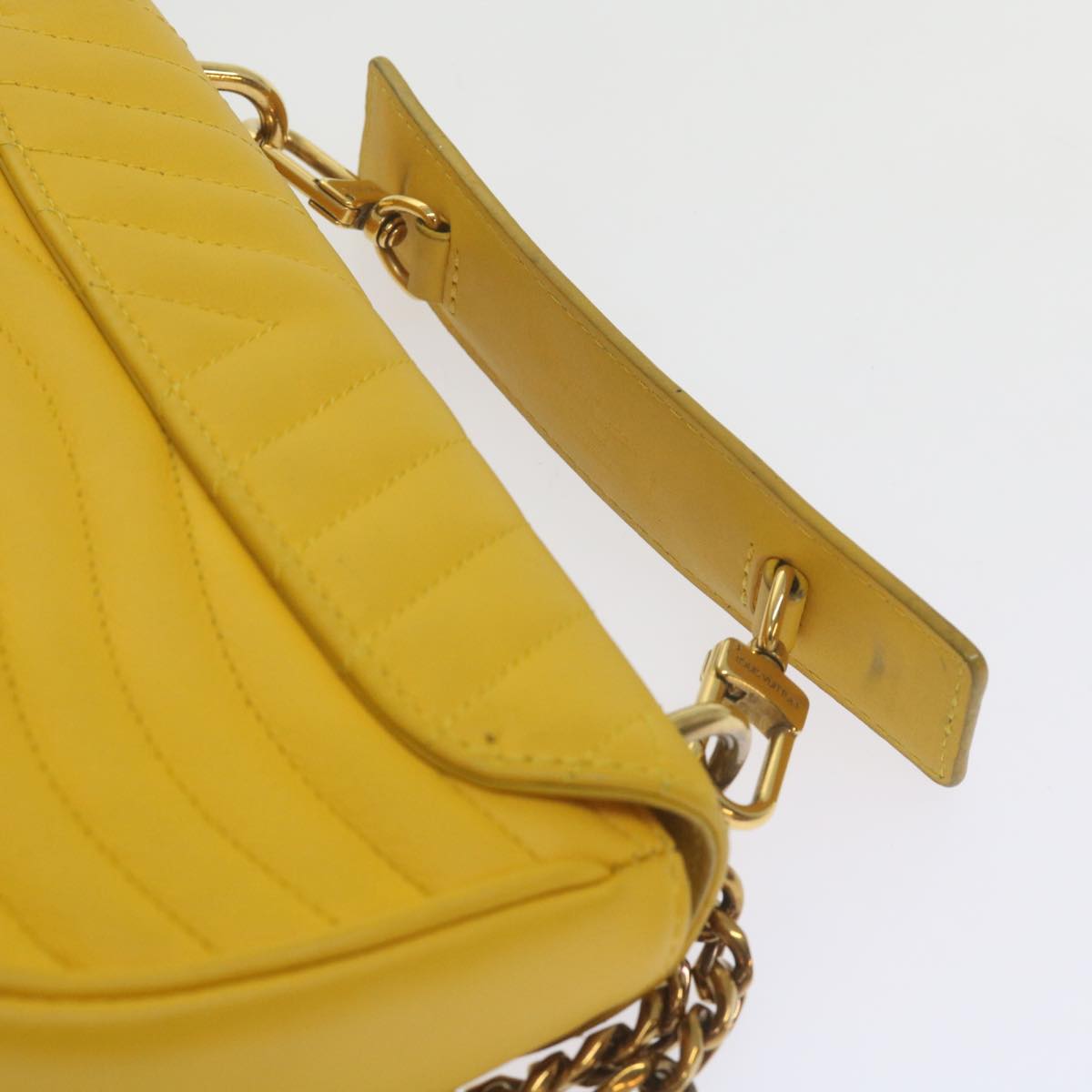 LOUIS VUITTON New Wave Chain Bag PM Shoulder Bag Leather Yellow LV Auth 60852A