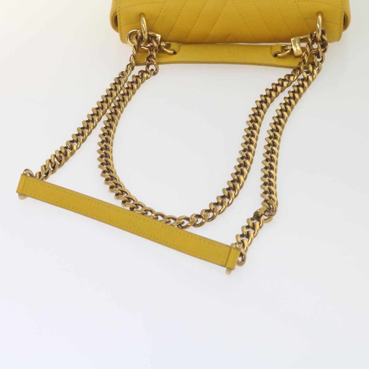 LOUIS VUITTON New Wave Chain Bag PM Shoulder Bag Leather Yellow LV Auth 60852A
