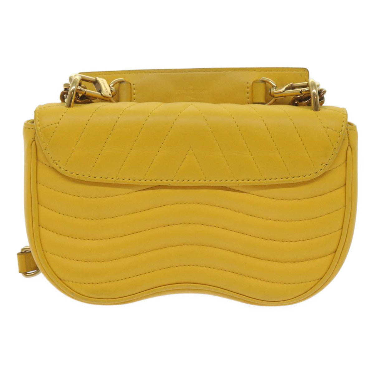 LOUIS VUITTON New Wave Chain Bag PM Shoulder Bag Leather Yellow LV Auth 60852SAV