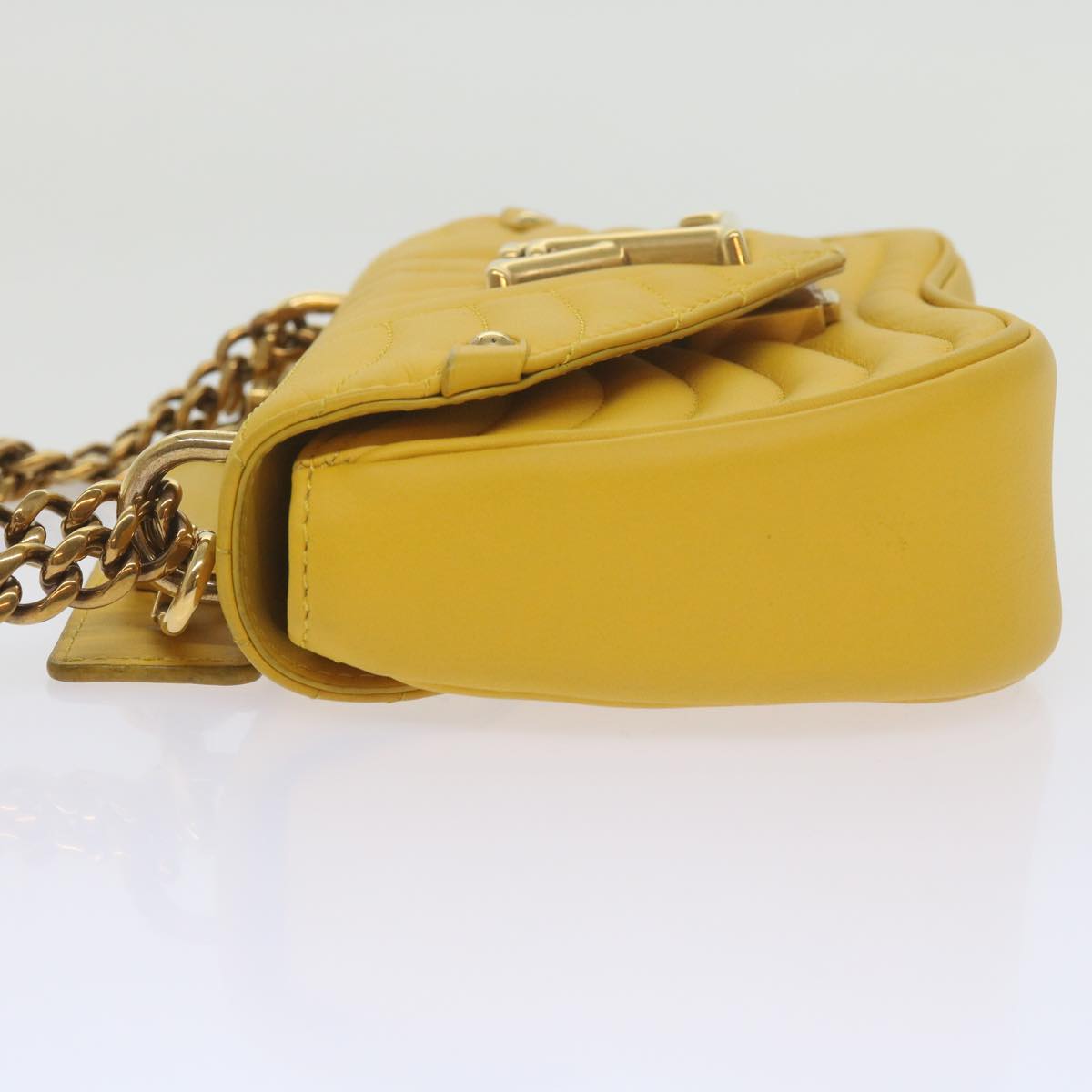 LOUIS VUITTON New Wave Chain Bag PM Shoulder Bag Leather Yellow LV Auth 60852A