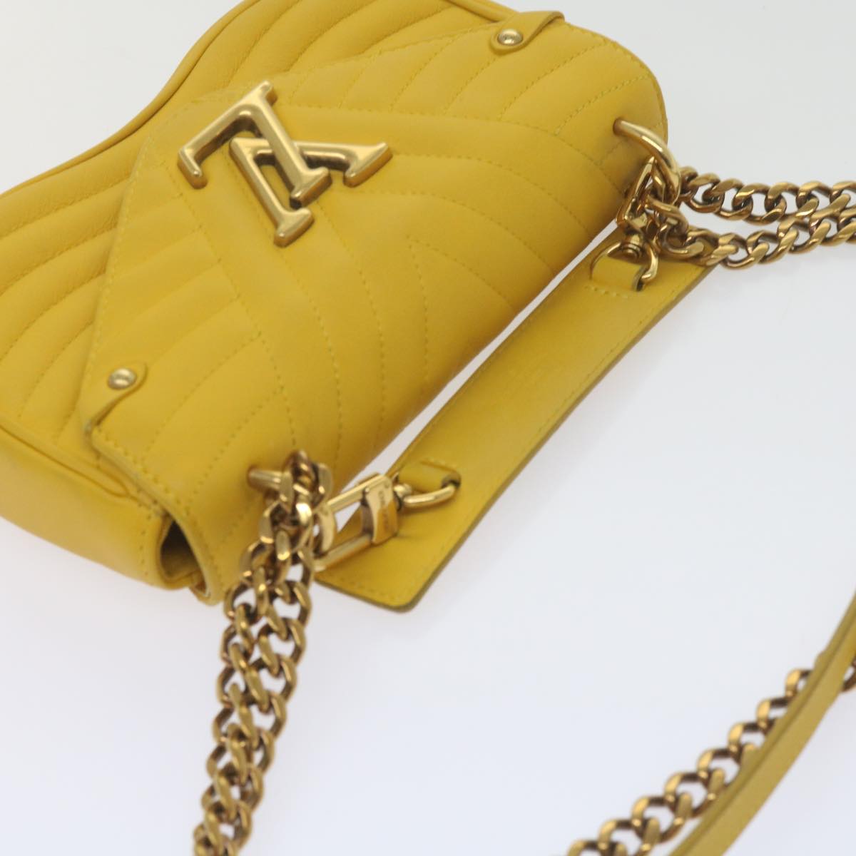 LOUIS VUITTON New Wave Chain Bag PM Shoulder Bag Leather Yellow LV Auth 60852SAV