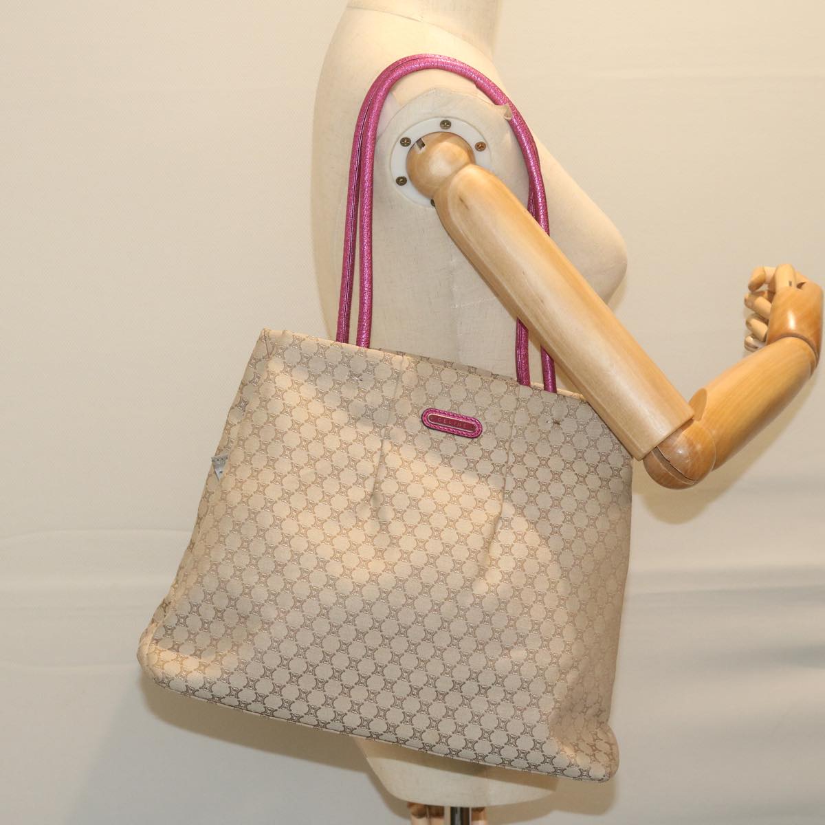 CELINE Macadam Canvas Tote Bag Beige Auth 60918