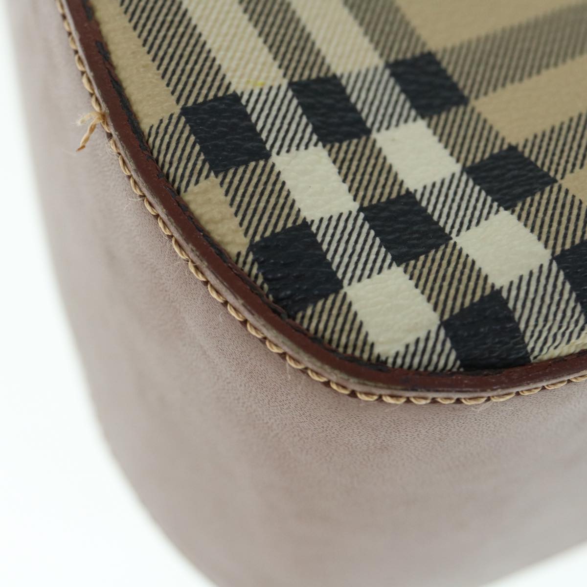 BURBERRY Nova Check Shoulder Bag PVC Leather Beige Auth 61009