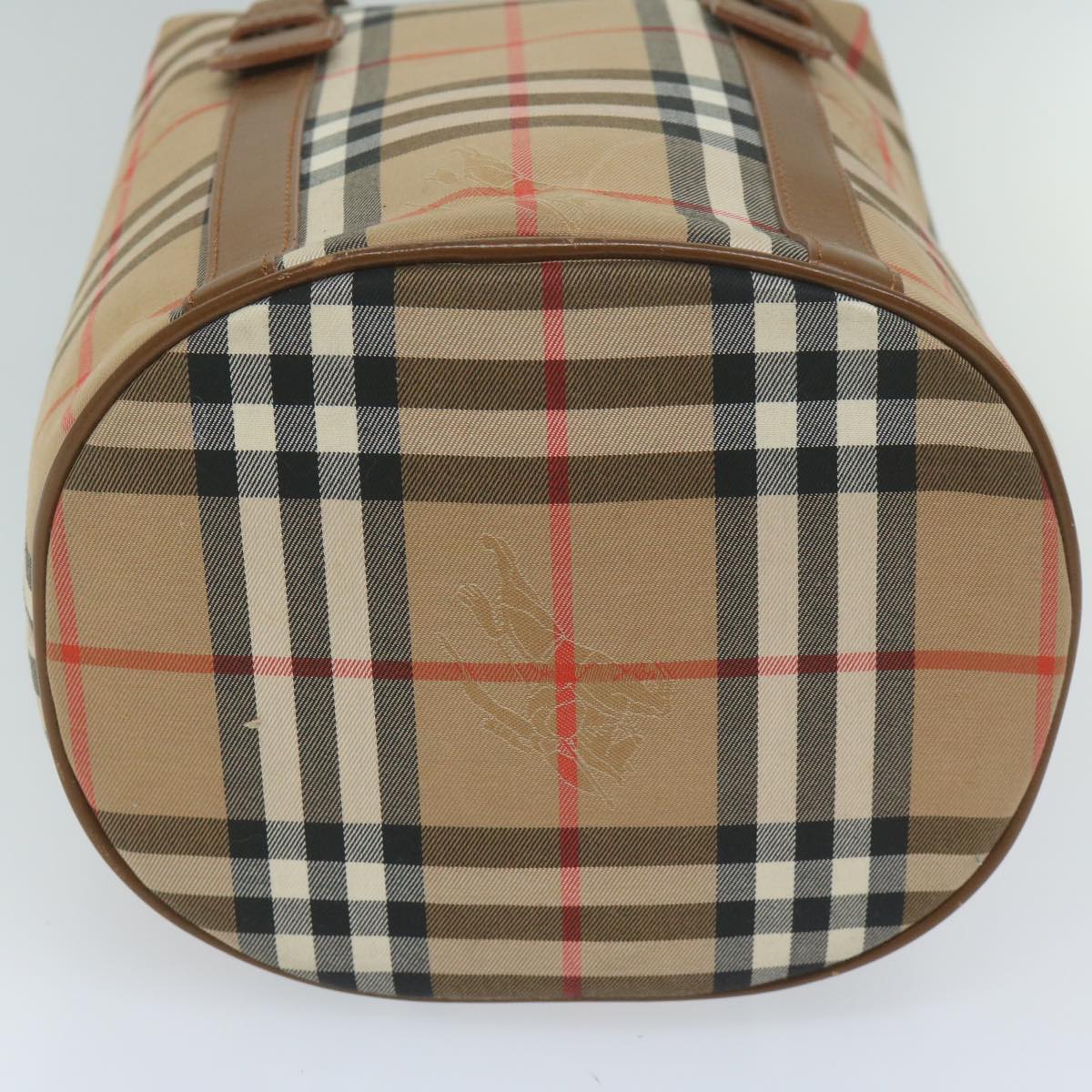 BURBERRY Nova Check Hand Bag Nylon Beige Auth 61050