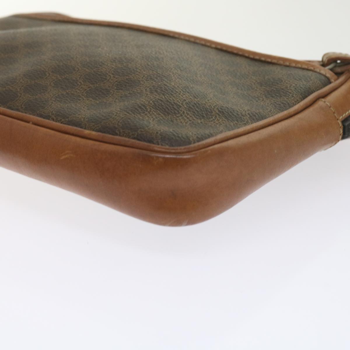 CELINE Macadam Canvas Clutch Bag PVC Leather Brown Auth 61062